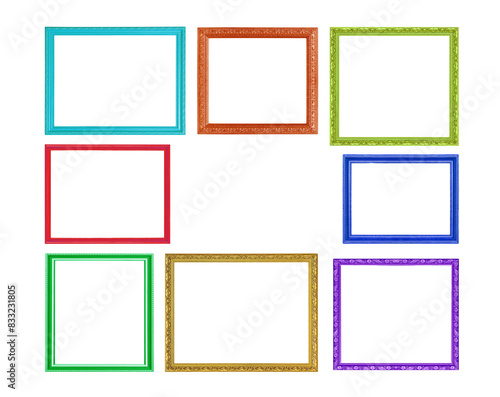 The colorful frames on the white background