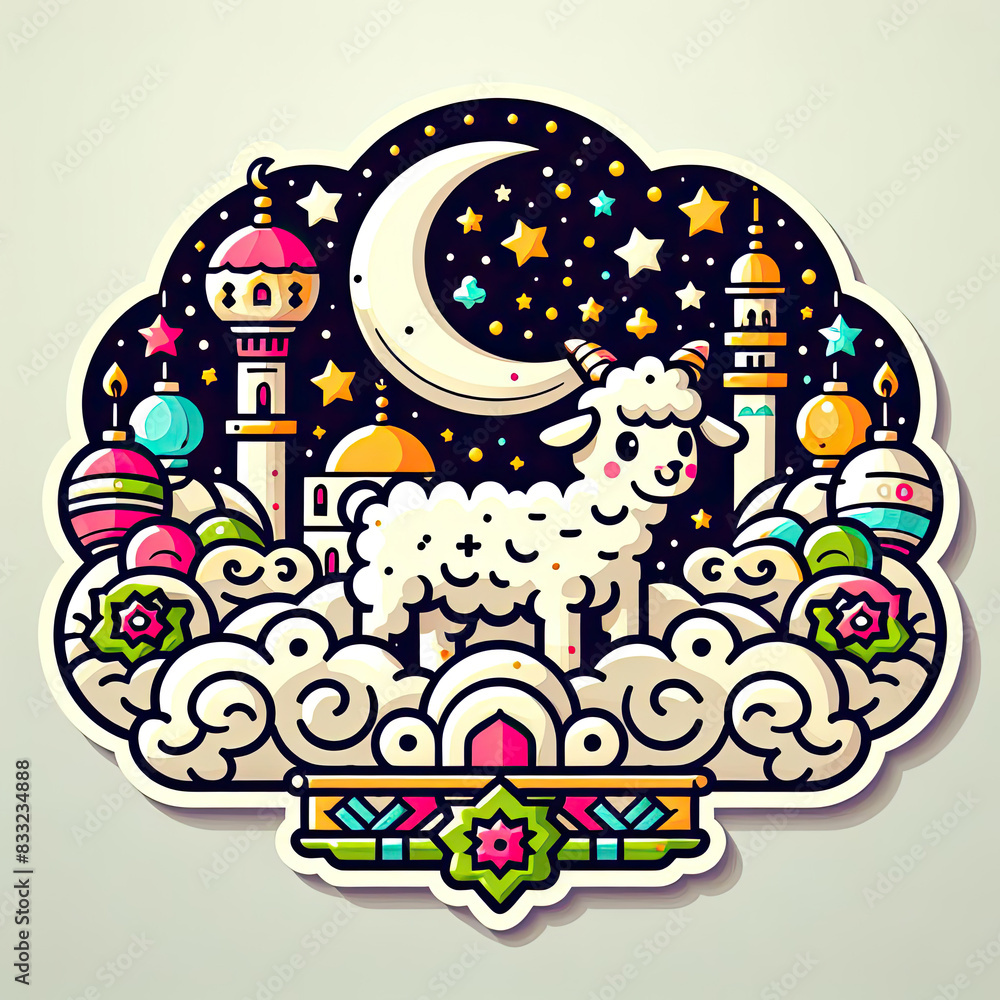 happy eid al adha with simple art illustration happy eid al adha with simple art illustration