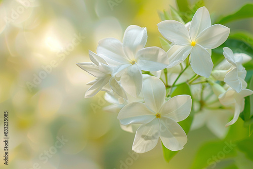 A delicate white jasmine flower with a sweet scent.