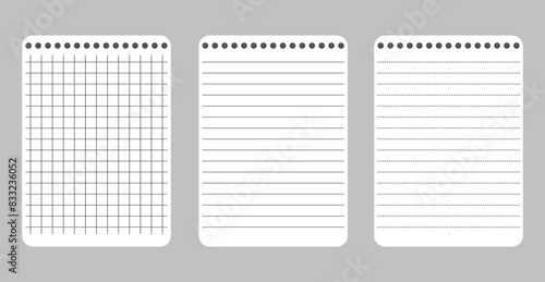 A4 notepad line paper set. notepad blank paper sheet. notepad or notebook sheet set. notebook blank template