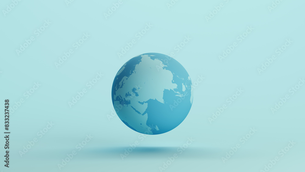 Blue globe earth Asia oceans geography pale background 3d illustration render digital rendering Blue globe earth Asia oceans geography pale background 3d illustration render digital rendering
