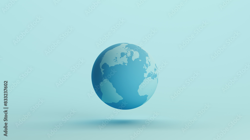 Blue globe earth atlantic oceans geography pale background 3d illustration render digital rendering Blue globe earth atlantic oceans geography pale background 3d illustration render digital rendering