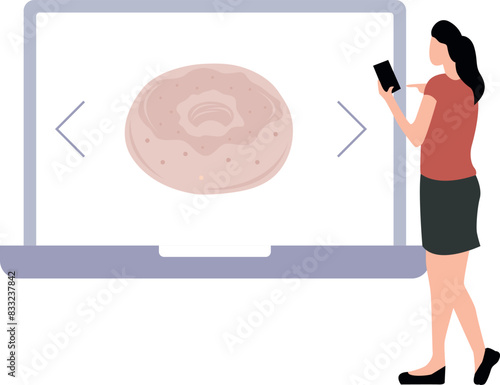 Girl is ordering food online.