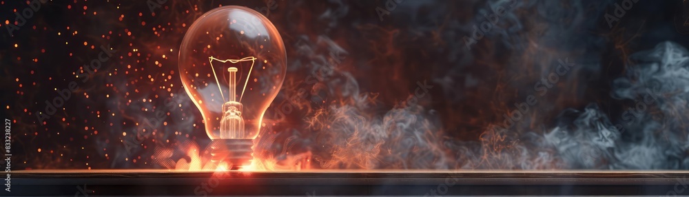 Fototapeta premium A blank podium showcase featuring a light bulb with a brain inside it