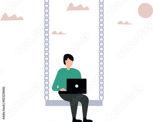 The boy is freelancing.
