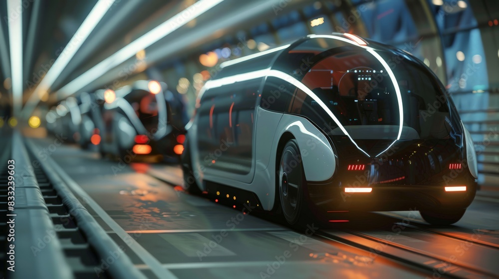 Self-Driving Vehicles: Depict self-driving vehicles on a futuristic highway, showcasing their sleek design and advanced navigation systems. Self-Driving Vehicles: Depict self-driving vehicles on a futuristic highway, showcasing their sleek design and advanced navigation systems.