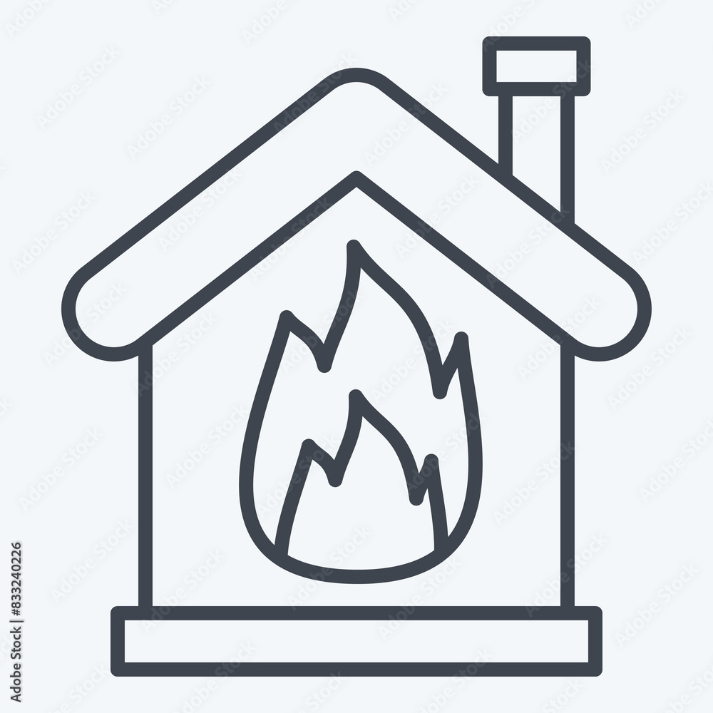 Icon Fire. related to Emergency symbol. line style. simple design illustration Icon Fire. related to Emergency symbol. line style. simple design illustration