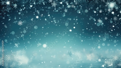 Falling snow flakes wallpaper. Snowfall winter holiday blue background