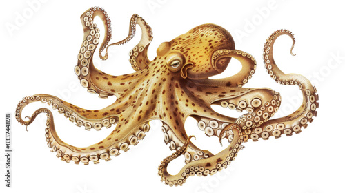 Octopus isolated on white background on the Transparent Background, PNG Format