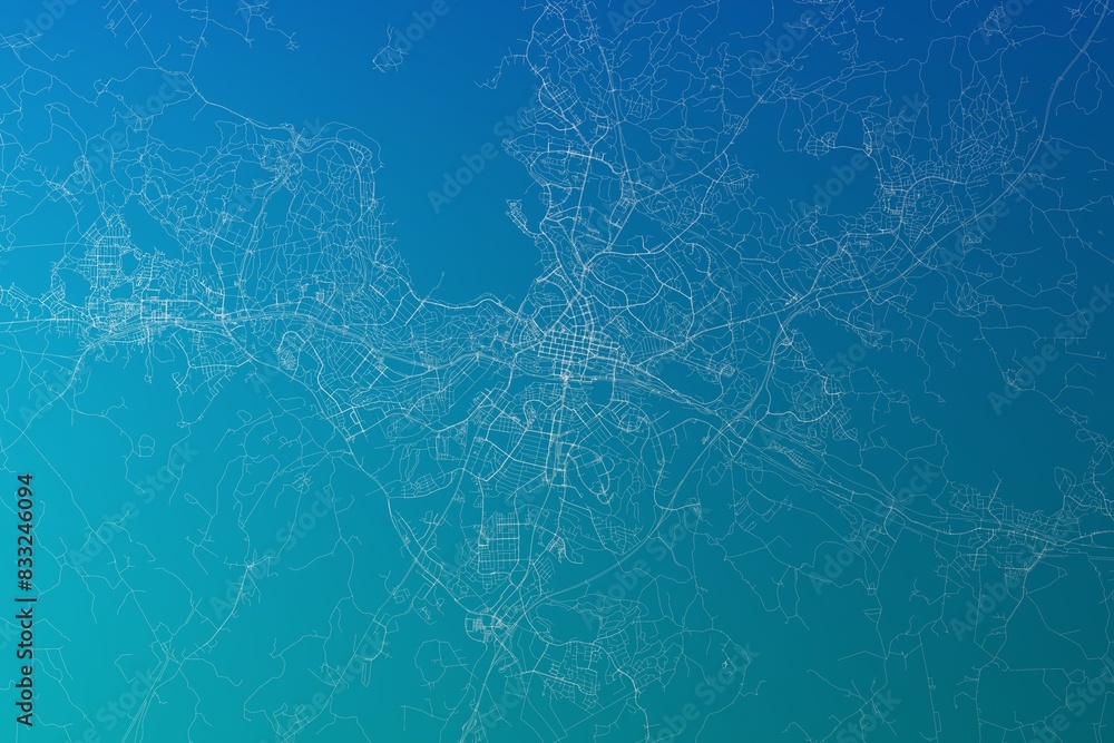 Map of the streets of Lahti (Finland) made with white lines on greenish blue gradient background. 3d render, illustration Map of the streets of Lahti (Finland) made with white lines on greenish blue gradient background. 3d render, illustration