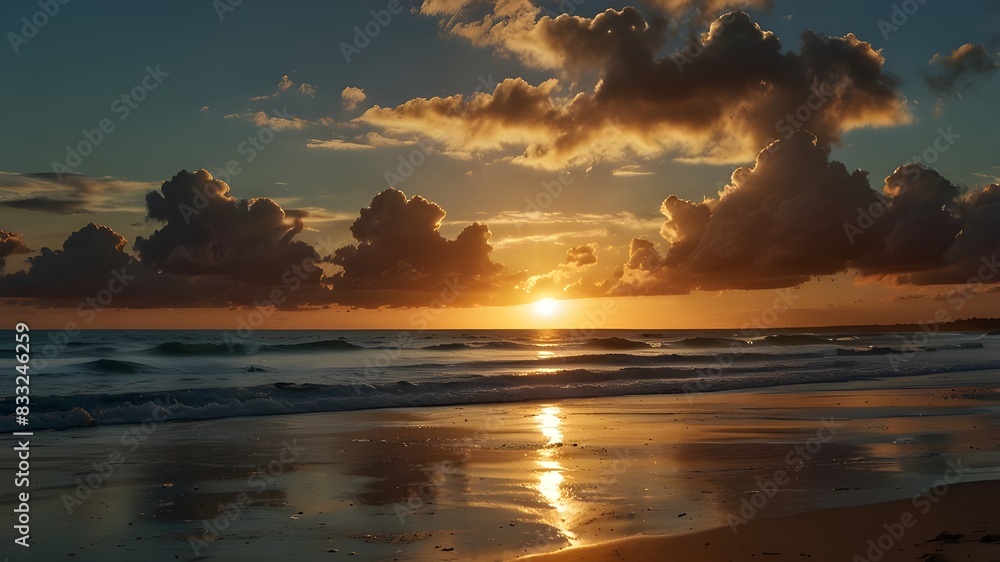 a beautiful sunset view of the beac. a beautiful sunset view of the beac.