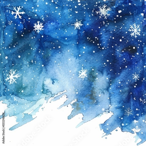 Watercolor painting of snowflakes falling on a city street  covering the ground in a blanket of snow  on isolated white background  Generative AI