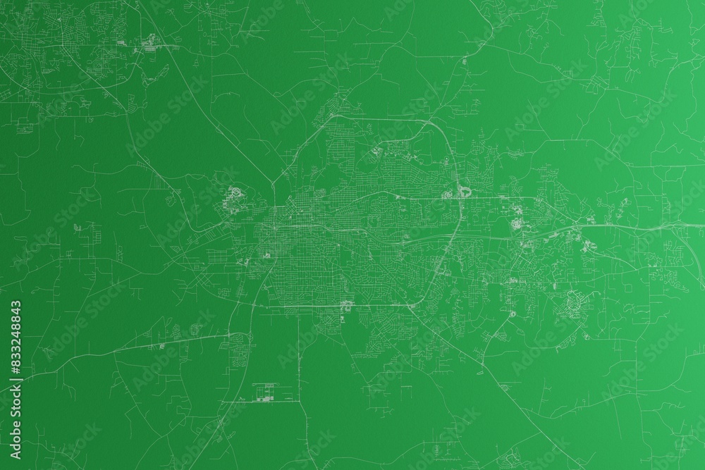 Map of the streets of Montgomery (Alabama, USA) made with white lines on green paper. Rough background. 3d render, illustration Map of the streets of Montgomery (Alabama, USA) made with white lines on green paper. Rough background. 3d render, illustration