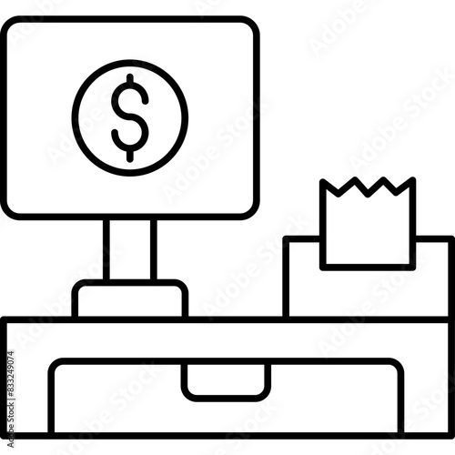 Cash Counter Vector icon in line style 