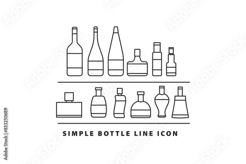 set of bottles icon design concept in simple line art