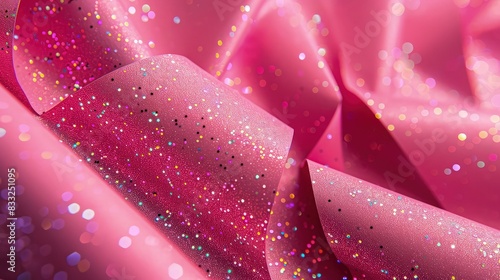 A deep pink paper background with chunky holographic glitter, providing a multi-colored shimmer that changes with the angle of light.