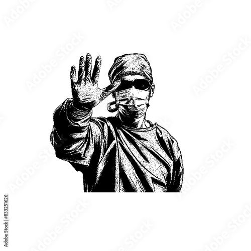 Doctor In Mask Dither Bitmap Vector