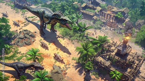 Jurassic Survival Siege: Defend against waves of carnivorous dinosaurs and hostile tribes in a pulse-pounding tower defense game set in the untamed wilderness of the Jurassic period, where players photo