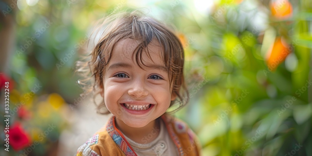 A happy child smiling. AI.