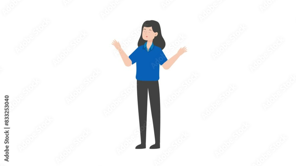 Female manager raising both hands