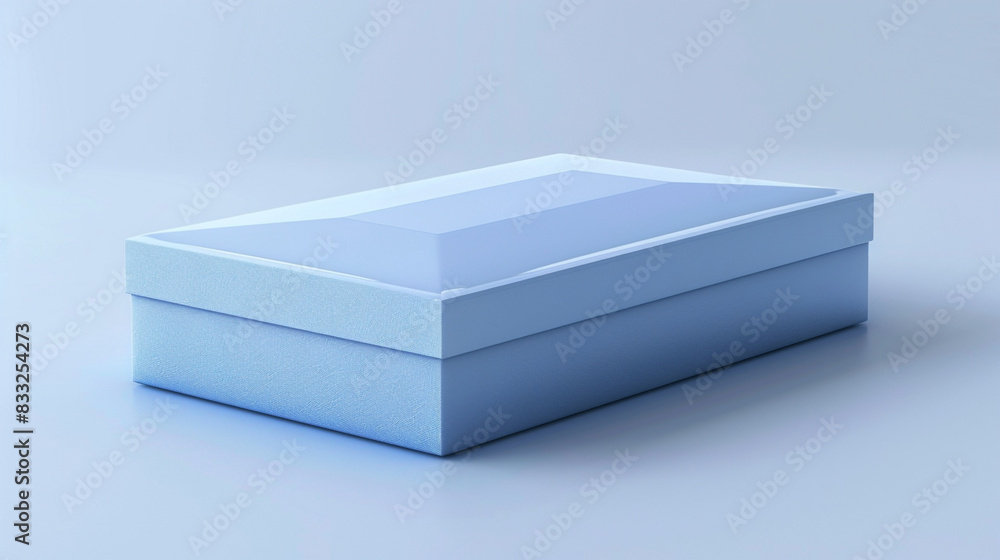 Naklejka premium Blank rectangular box in pale blue with a deep indigo top.