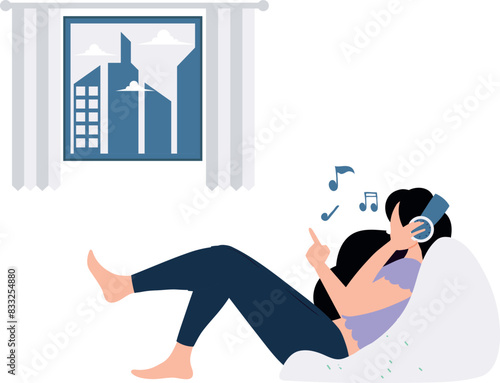 The girl is listening music.