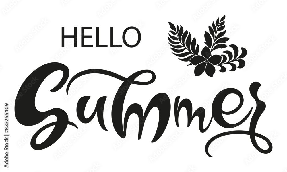 Obraz premium Handwritten, hello summer, lettering message.