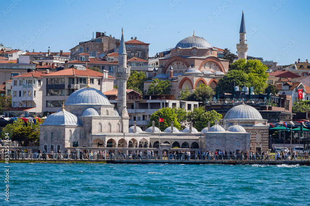 The Rumi Mehmet Pasha Mosque stands high behind the Şemsi Ahmet Pasha