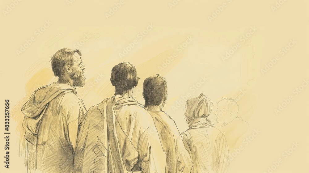 Fototapeta premium Biblical Illustration of Romans 1: Introduction, Greeting, God's Wrath, Gospel Power, Beige Background, Copyspace