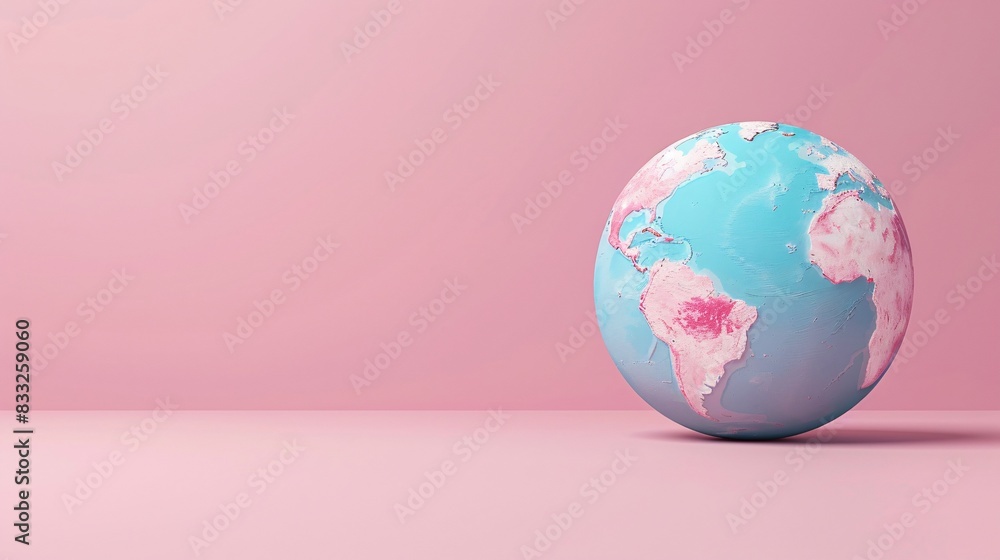 Colorful globe on a pink background, representing global diversity and exploration. Ideal for educational, travel, and environmental themes. 3D Illustration. Colorful globe on a pink background, representing global diversity and exploration. Ideal for educational, travel, and environmental themes. 3D Illustration.