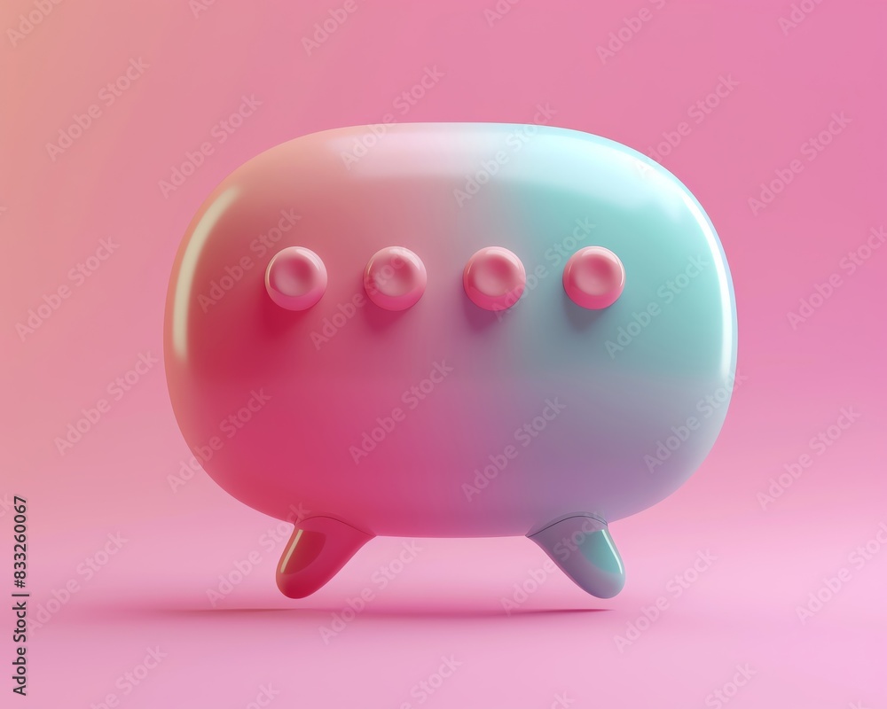 Abstract 3D render of a smooth, pastel-colored blob with four button-like structures on a gradient background. Abstract 3D render of a smooth, pastel-colored blob with four button-like structures on a gradient background.