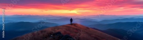 Silhouetted Figure Atop Mou...