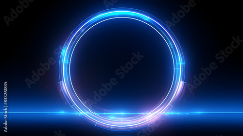 circular neon with lighting background . Abstract 3D Soundwave Vector Abstract Background 