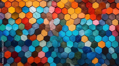 Colorful hexagonal tiles form a stunning geometric pattern background