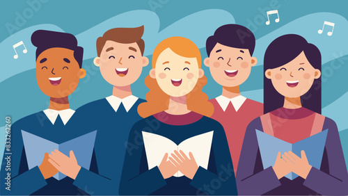 The satisfaction and accomplishment evident in the smiles of the choir members as they hit their final note and bow to the audience.. Vector illustration