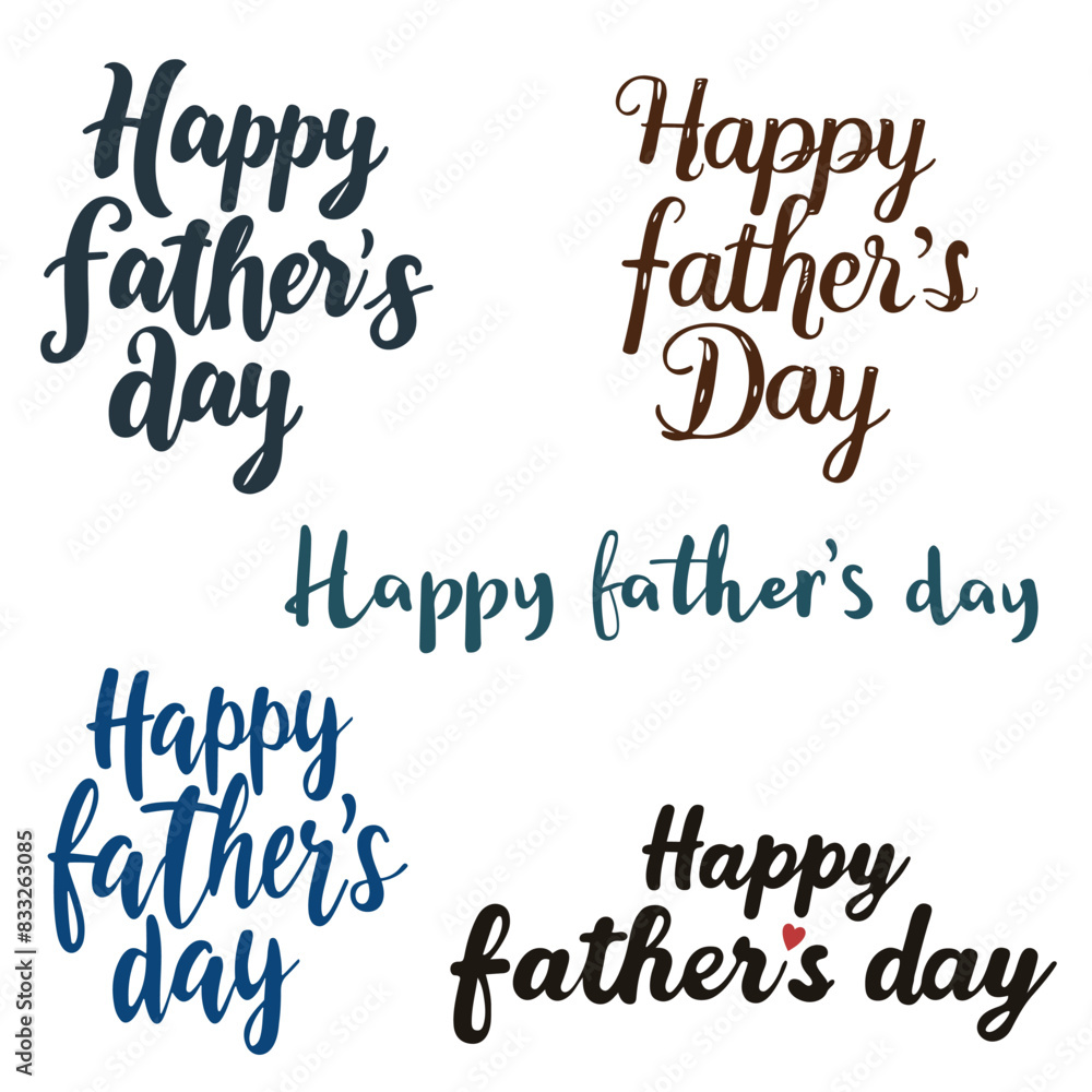 Set of Fathers Day Lettering. Design Element for Postcard, Poster, Banner Set of Fathers Day Lettering. Design Element for Postcard, Poster, Banner