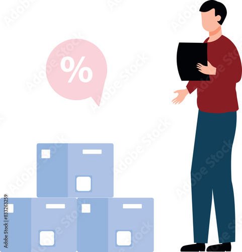 The boy is getting discount on packages.