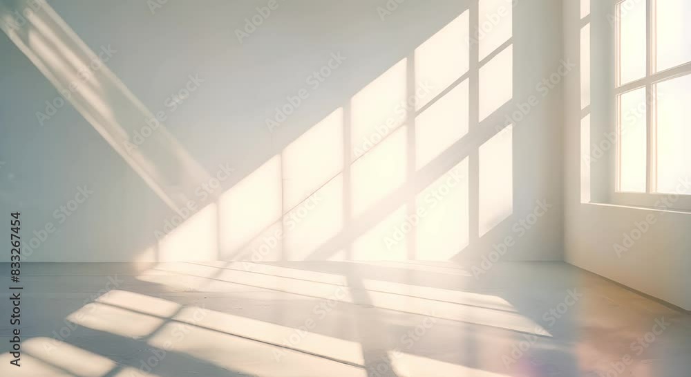 Luxury Studio with Shadows, Sunshine, and Reflections on White Walls. Concept Architectural Photography, Light and Shadow Play, Studio Photography, Luxury Interiors, White Wall Reflections Luxury Studio with Shadows, Sunshine, and Reflections on White Walls. Concept Architectural Photography, Light and Shadow Play, Studio Photography, Luxury Interiors, White Wall Reflections