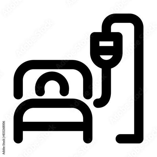 bed sleep injured emergency line medical and hospital icon