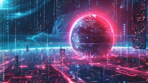 Metaverse digital world cyber space background