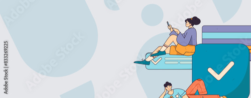 Flat vector illustration of business people operating work scene 