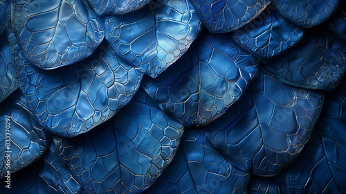 A texture of blue animal skins or scales with beautiful patterns. photo