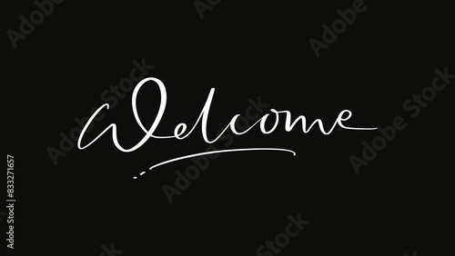 Welcome Animated Text on white and black background. 