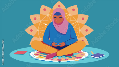 One refugee who has been struggling with anxiety and trauma finds peace and healing through creating intricate and detailed mandala drawings during. Vector illustration