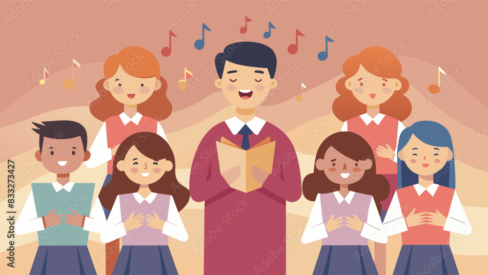 The dedication and hard work evident in the childrens choirs polished and professional performance a testament to their commitment to their craft.. Vector illustration The dedication and hard work evident in the childrens choirs polished and professional performance a testament to their commitment to their craft.. Vector illustration