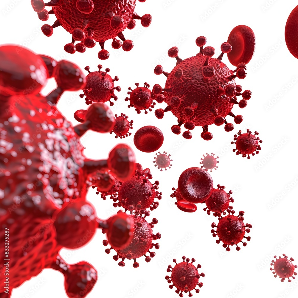 of Red Cells Interacting with Virus Particles of Red Cells Interacting with Virus Particles