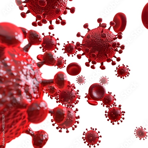 of Red Cells Interacting with Virus Particles