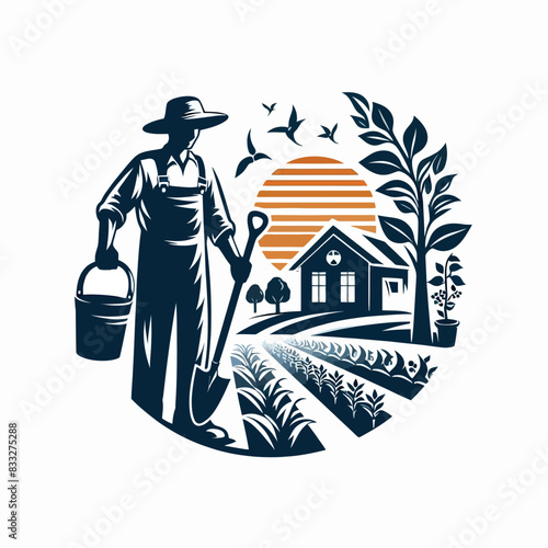 gardener man logo nature plants vector logo illustration on a white background