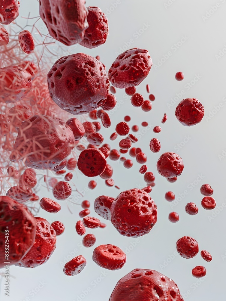 Fototapeta premium D and Depictions of Isolated Red Blood Cells on White Background