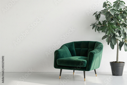 Armchair Interior Design against White Wall